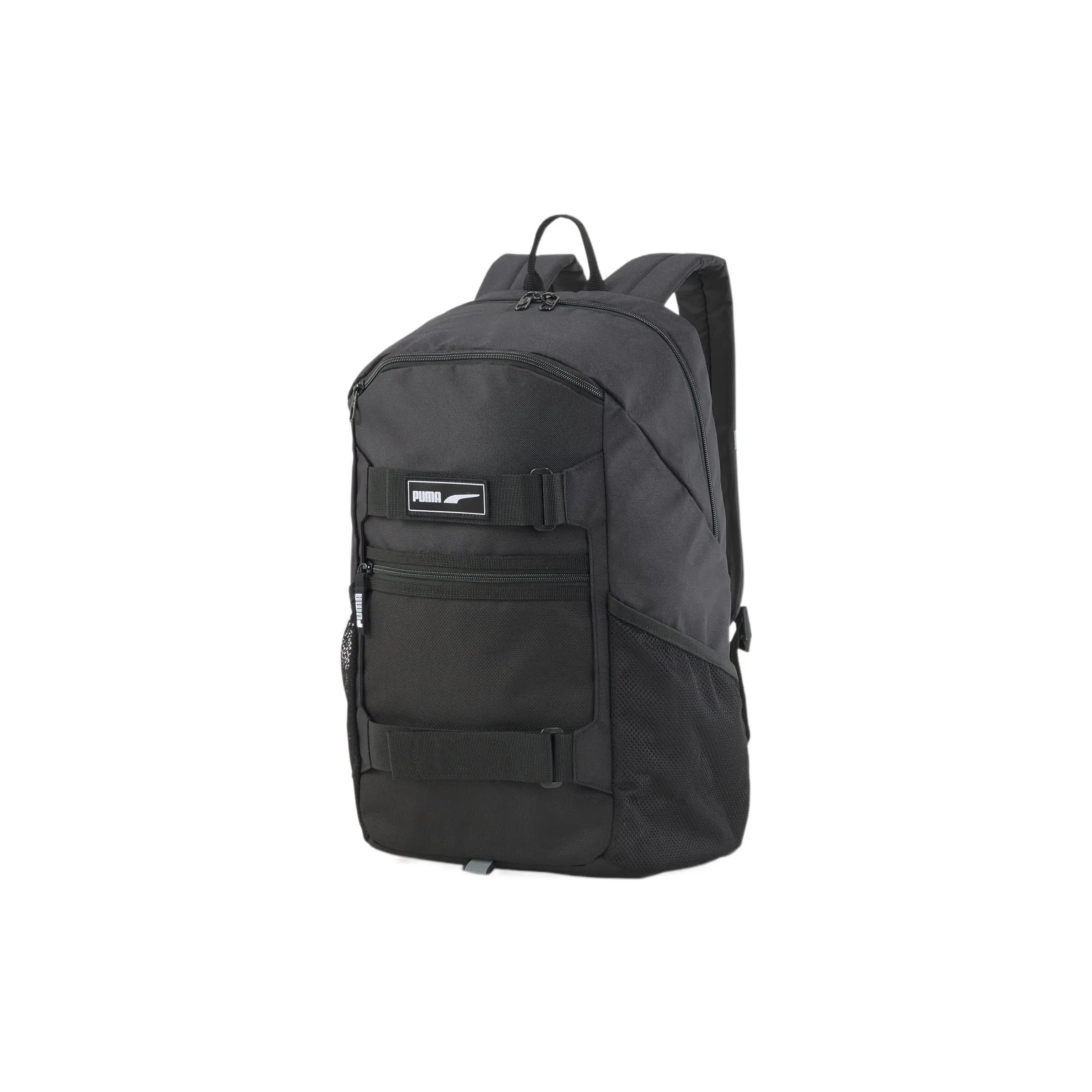 Puma Deck Large-Capacity Zippered Polyester Backpack for Men and Women, Unisex Style in Black