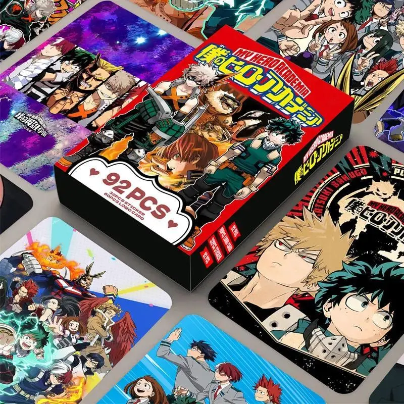 2026 Hot My Hero Academia Lomo Card Collecting Kit - 60pcs Lomo Cards (5.5x8.5cm), 32pcs Stickers, Double-Sided HD Printing Novelty Toy Gift for Collectors