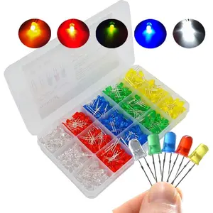 500-Count 5mm Low Diffused LED Light Emitting Diode Kit for DIY Enthusiasts, PCB Circuit Projects, Office Use
