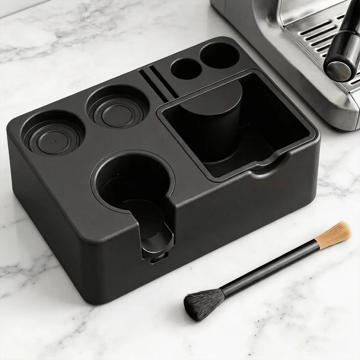 Espresso Tamping Station with Cleaning Brush, 10 in 1 Organizer, Fits 51/54/58mm Tamper, Portafilter, Distributor Puck Screen