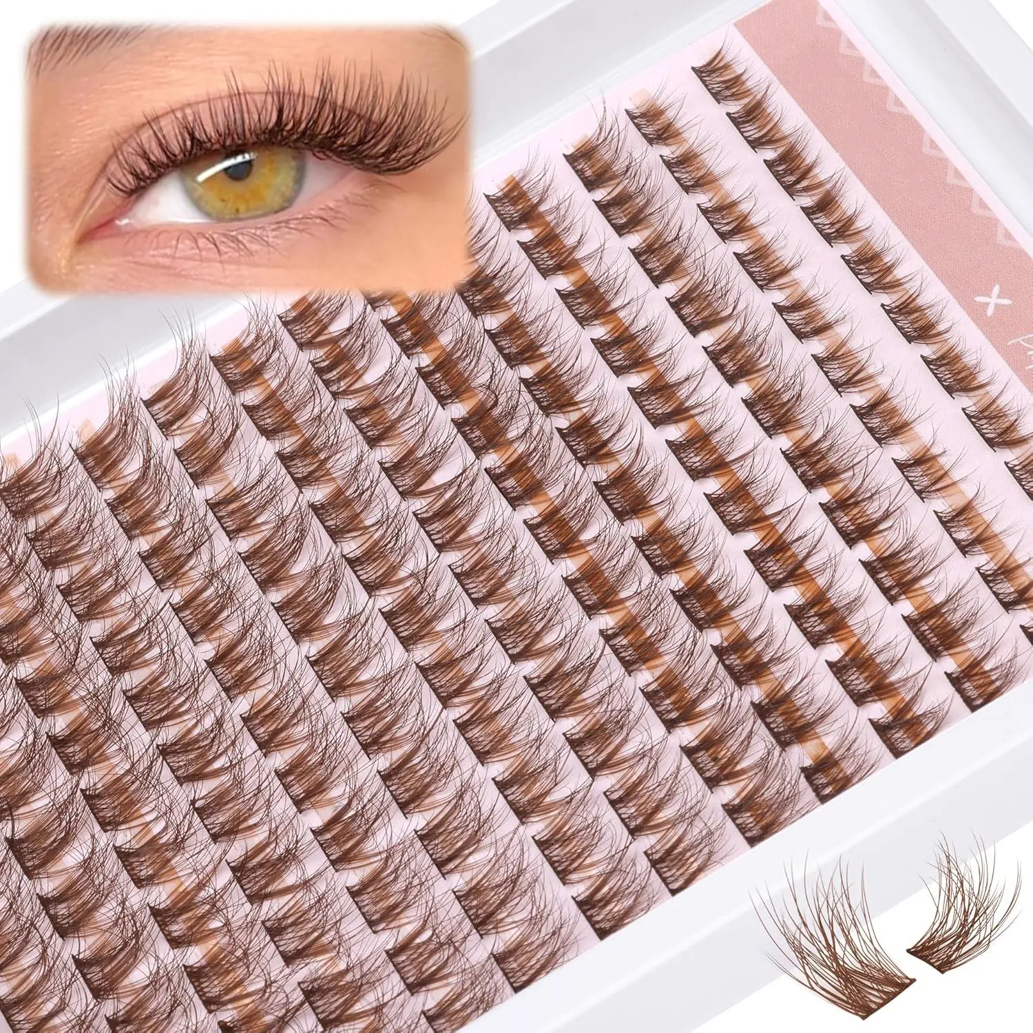 Brown Lash Clusters Natural Lash Extensions Wispy Eyelash Clusters 154 Pcs C-Curly Lashes Clusters for Everyday Wear Beginner Friendly Dark Brown Cluster Eyelash Extensions Fluffy Lash Clusters