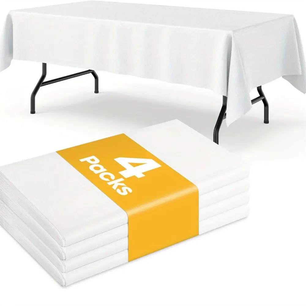 4 Pack Large Heavy-Duty Disposable Tablecloths 54"x108" - Durable Decorative Table Covers for Christmas, Weddings, Birthdays, Graduations & Festival Celebrations
