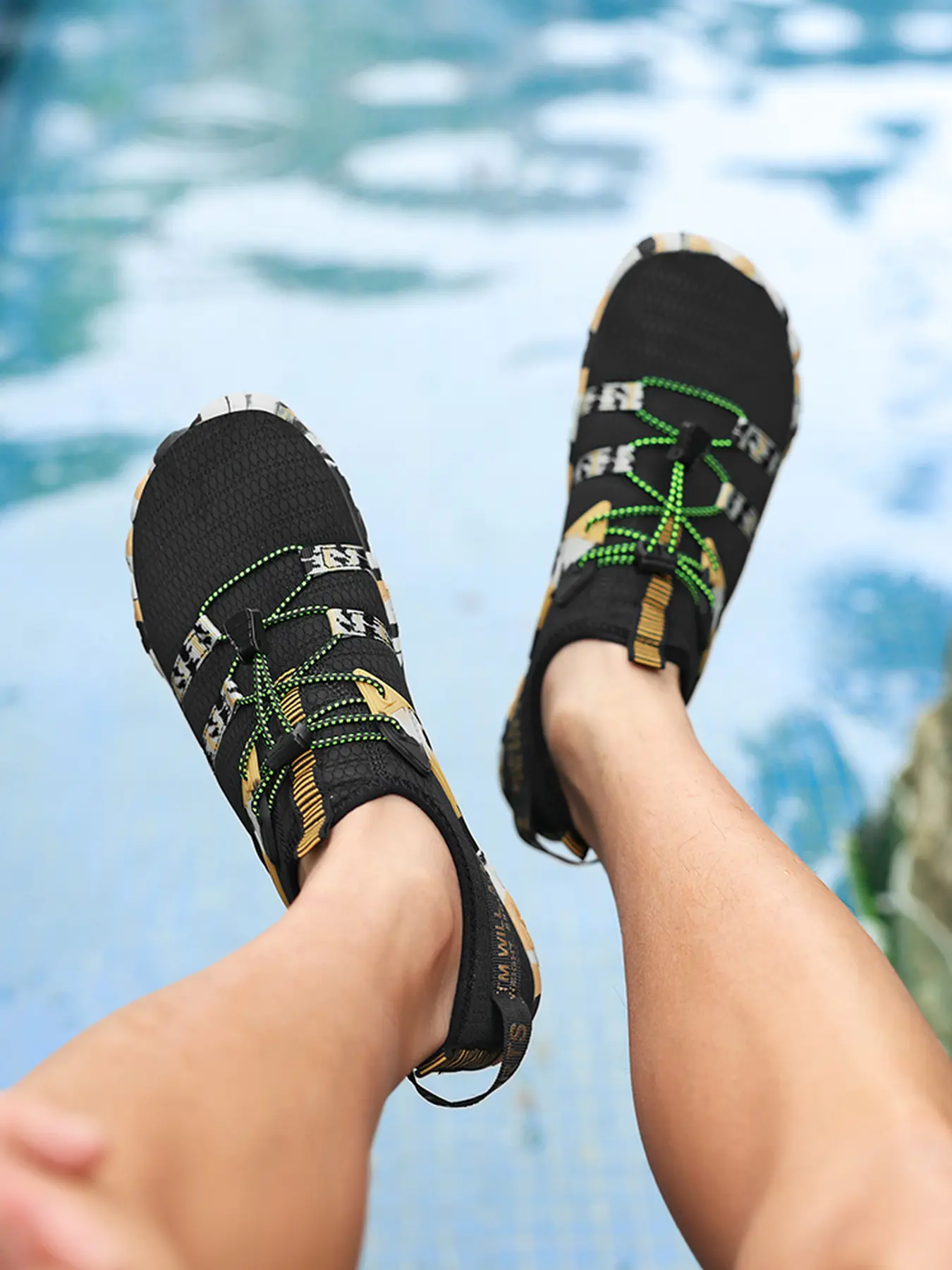 Men Women Barefoot Water Shoes, Quick Dry Five Toe Aqua Socks with Adjustable Drawstring, Non Slip Beach Swim Shoes for Surfing Hiking Kayaking Yoga