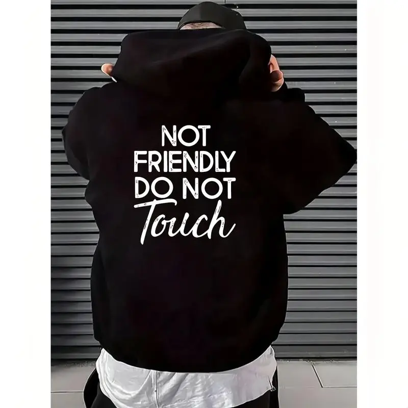 Women's Not Friendly Do Not Touch Graphic Oversized Cotton Hoodie - Casual, Long Sleeve, Loose, Soft Sweatshirt, Trendy Comfort Pullover, Ideal Valentine Gift For Him Her