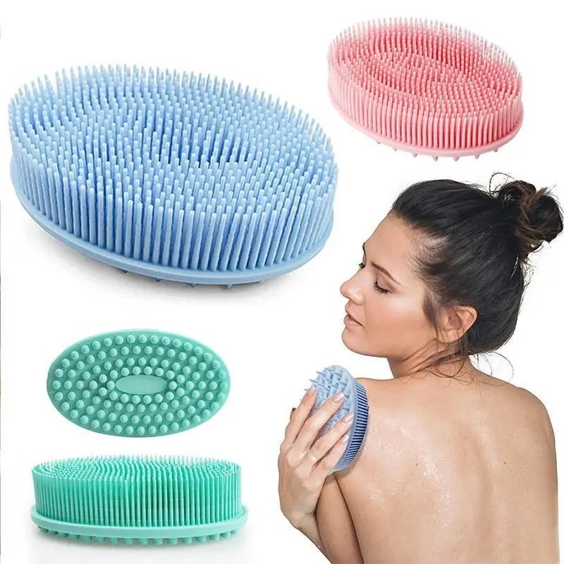 Silicone Bristle Exfoliating Bath Brush - Body Care Tool, Bath Massager, Scalp Scrubber, Head Washing Comb, Hygienic Bathroom Gadget Accessory