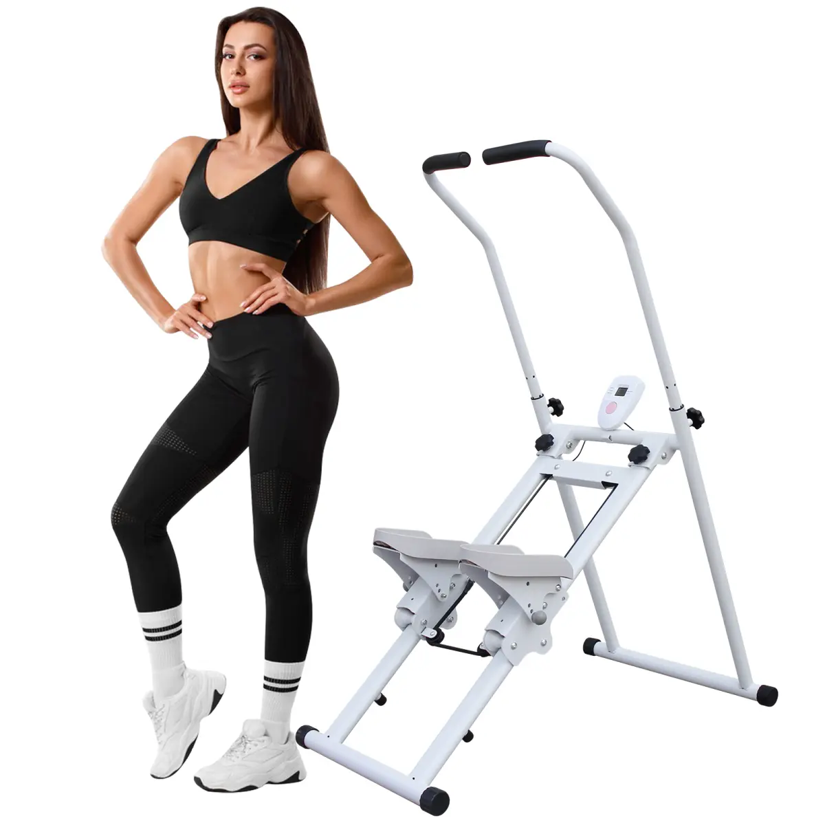 AobtkelStair Stepper Folding Vertical Cardio Exercise Climber Stair-Master for Exercise at Home Full Body Workout Machine with Handlebar