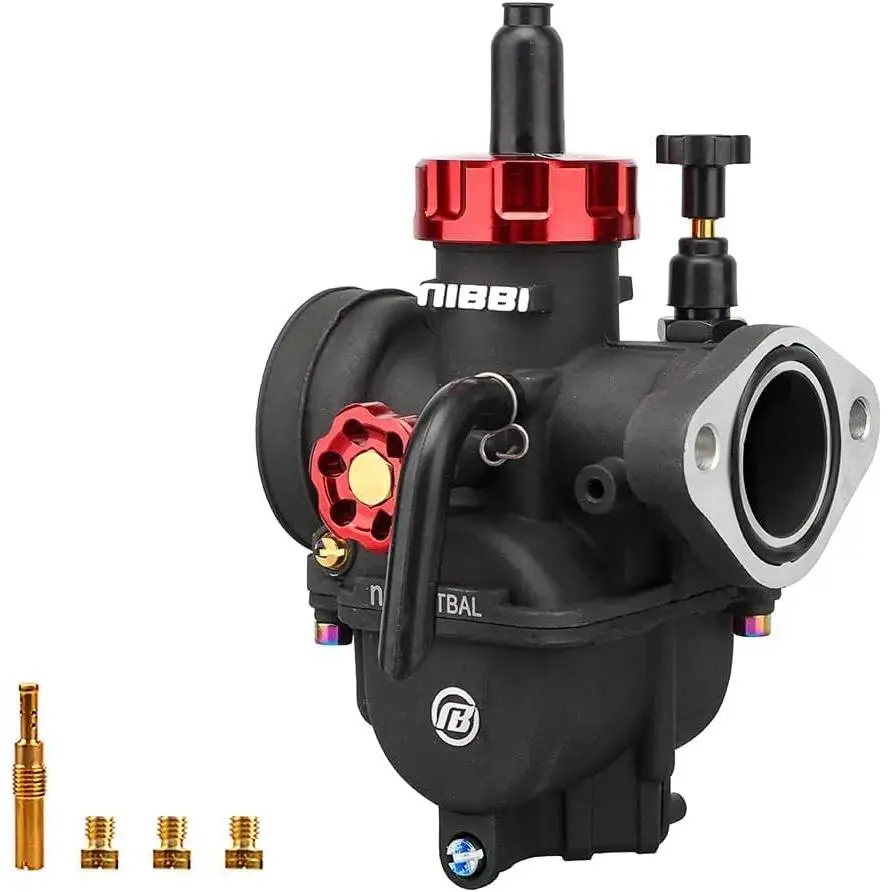 NIBBI PE26mm Carburetor with Carb Jets & Fit Flange, Auto Replacement Fuel System Part for Dirt Bike, Mini Bike, Motocross CG175/200/250 Motorcycle Engines