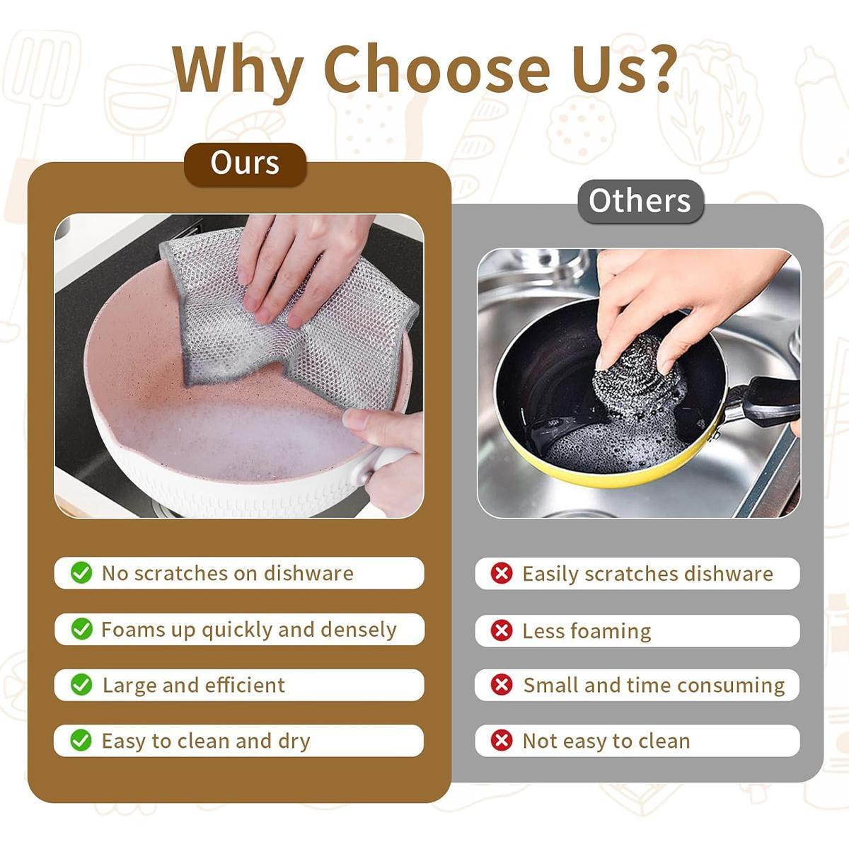 12 PCS Double Layer Wire Dish Cloth, Steel Wire Cleaning Cloth, Multi-purpose Non-Scratch Wire Dishcloth Rag for Cookware, Sinks, Dishes, Cooktops, Household Items