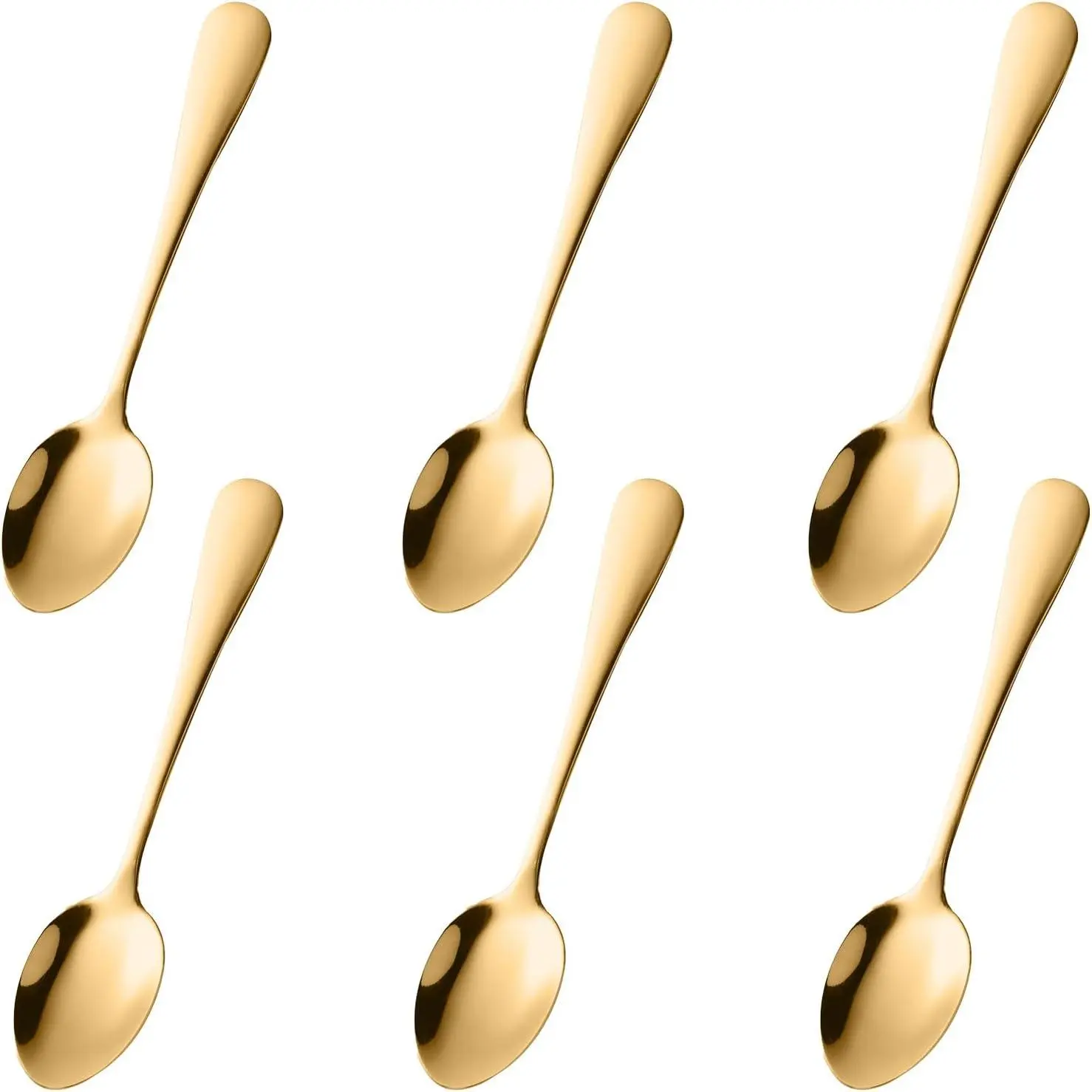 Espresso Spoons Set of 6, Gold Stainless Steel Mini Coffee Spoons for Dessert, Tea, Appetizer, Dishwasher-Safe Tiny Stirring Small Teaspoons