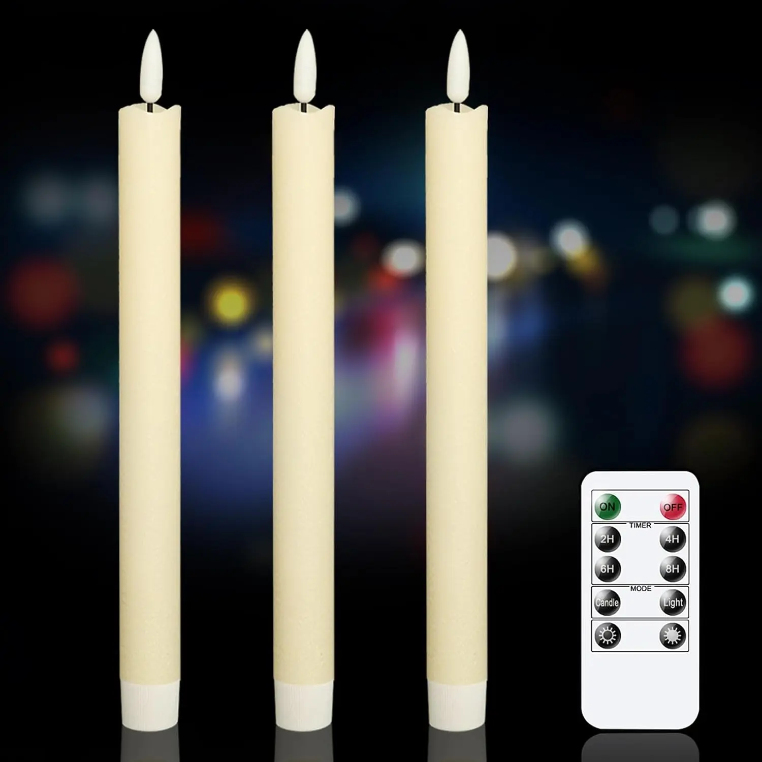 Flameless Taper Candles Led  Operated Remote Timer | Candle sticks, Real Wax, Led Candlesticks, Christmas Wedding Party  Decor, 3 Pack, 0.78 x 9.84 In