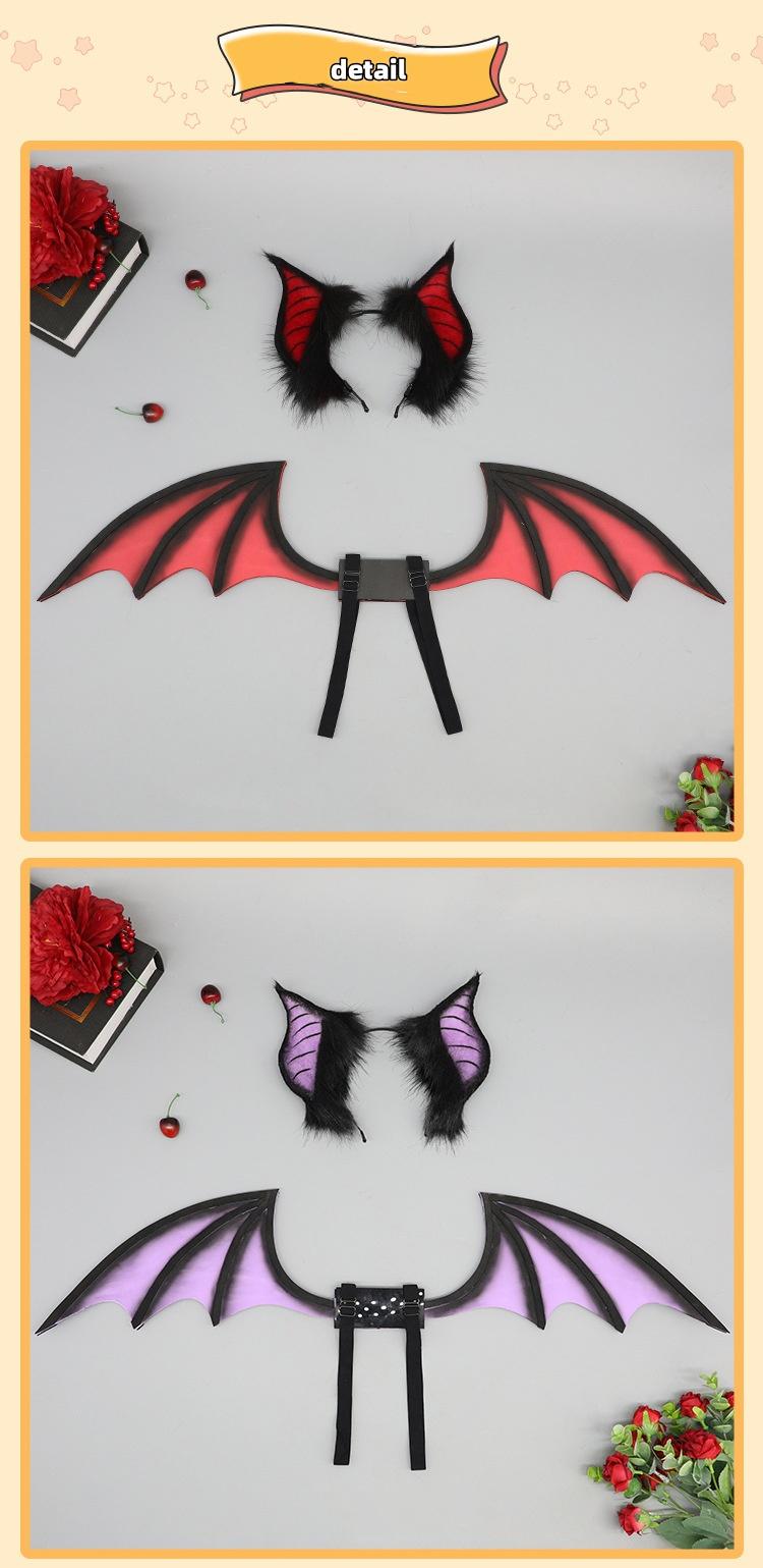 Animal Simulation Plush Furry Queen Devil Ear Wings Set Lolita Love Tail Halloween Cosplay Pros Carnival Party Cosplay Costume