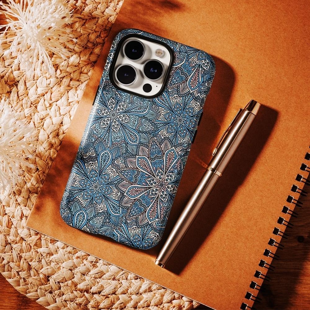 Blue pattern Compatible with iPhone 16 Pro Max 15 Plus 14 13 12 11 XS XR Phone Case Hard Shell Rugged Phone Case Anti-scratch Shockproof Frosted Protective Cover Waterproof Outer Layer Durable Shell