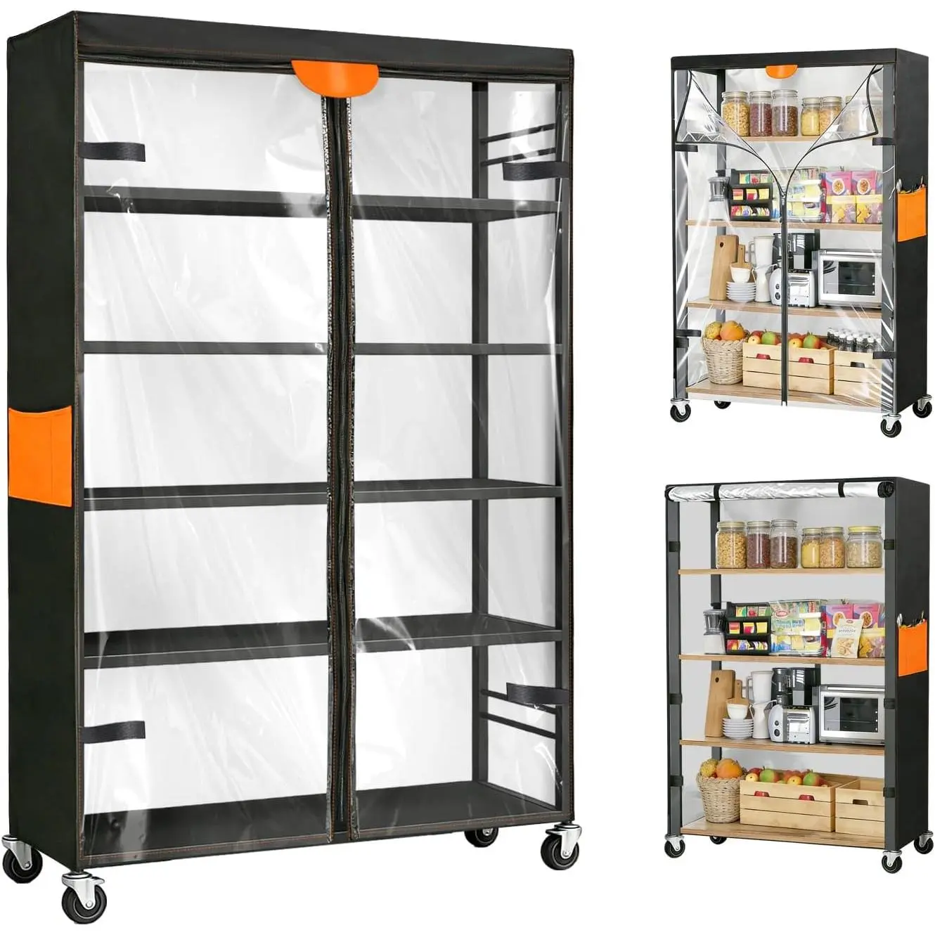 Wire Shelf Covers, 600D Rack Covers for Wire Shelving Clear Front, Storage Rack Protector with Zipper for Pantry 48" Wx19 Dx72 H (Cover Only,No Shelf)