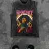 Men's Graphic Sleeveless Vest Tops, Oversized Washed Look, Casual Fitted Streetwear, Rock Style, American Street Fashion