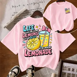 Women's Pure Cotton Short-Sleeve T-Shirt ("Life Gave Me Some Lemons") — A Unisex Casual Staple, Particularly Ideal For Spring And Summer Wear. Featuring A Cool Graphic Design And A Classic Crew-Neck Cut, It Is Suitable For All Four Seasons.