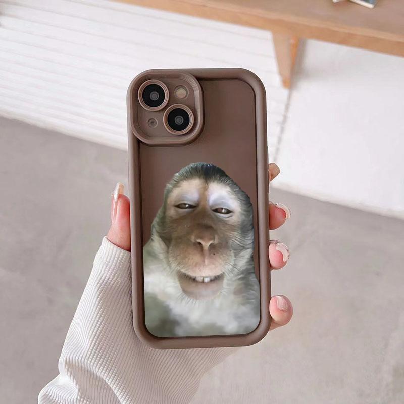 Cute Monkey Pattern Phone Case , Soft Silicone , Fully Protected and Shockproof For iPhone 16 15 Pro Max 14 16Pro 13 12 11 XSMAX Plus Funny Cover MEME