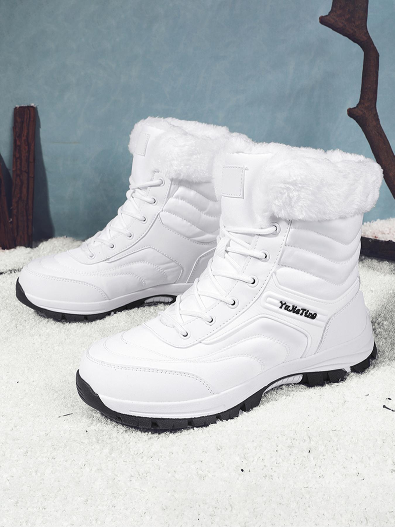 Women's High-Top Lace-Up Hiking Boots, Trekking Shoes, Durable Outdoor Snow Boots with Fleece Lining, Fashionable and Comfortable for Daily Wear and Outdoor Activities, Christmas Gift, Casual Hiking Shoes