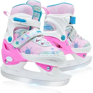 Adjustable Kids Ice Skates for Girls Boys, Comfortable Smooth Blades Snow Hockey Ice Skating Shoes for Outdoor Indoor Rink, Perfect for Beginner Winter Sports Ages 5-12
