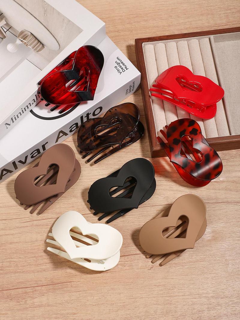 Heart Shaped Hair Claws, Hair Claws Set, Casual and Versatile Hair Accessories for Women, Minimalist Headwear Suitable for Thick Hair, Fashion Hair Accessories for Party, Daily Clothing Decor