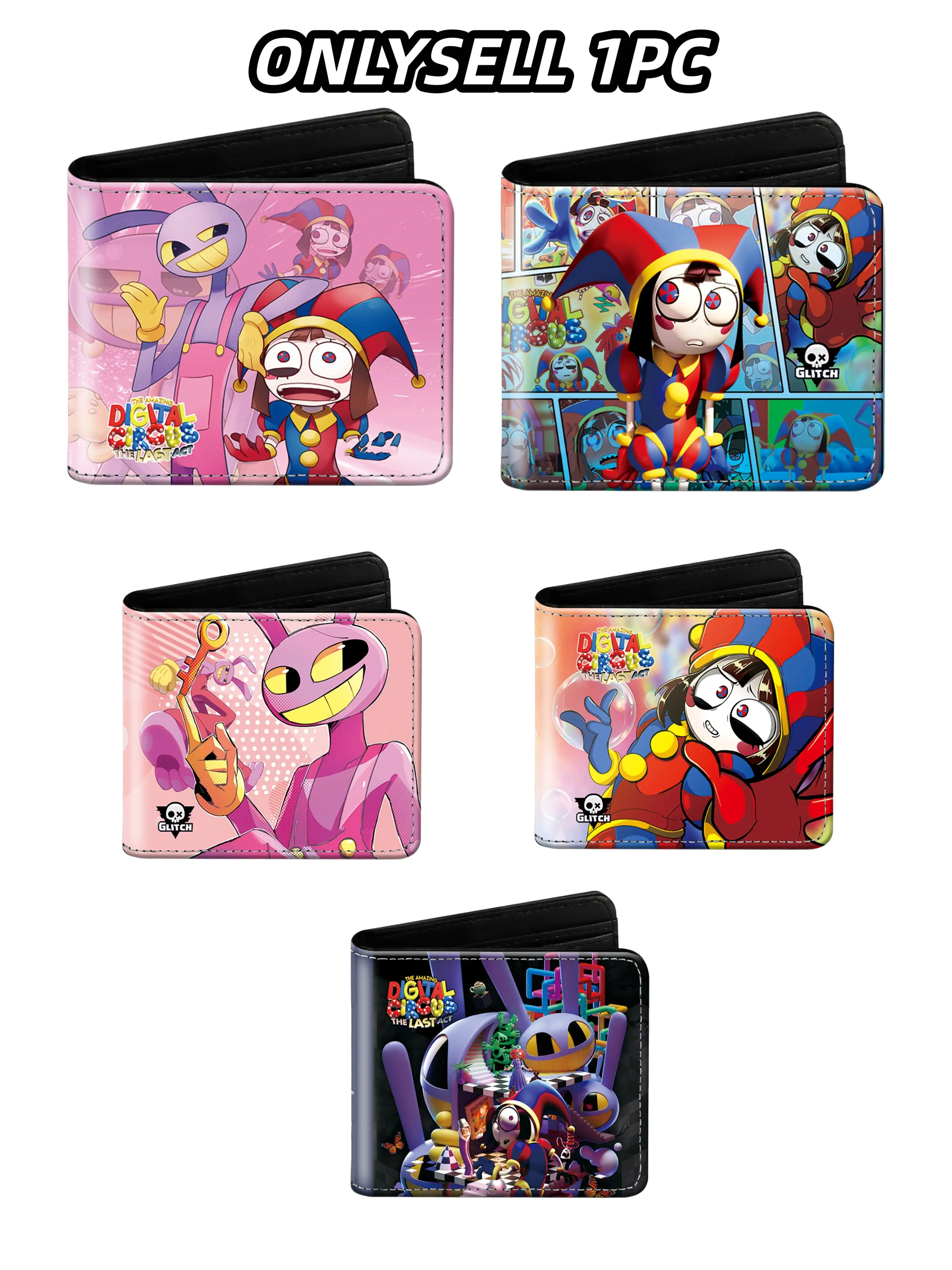 1 Piece Trendy Circus Cartoon Print Bifold Wallet, Cute Rabbit & Clown Pattern Multi Card Slots Coin Purse for Teens Boys Girls