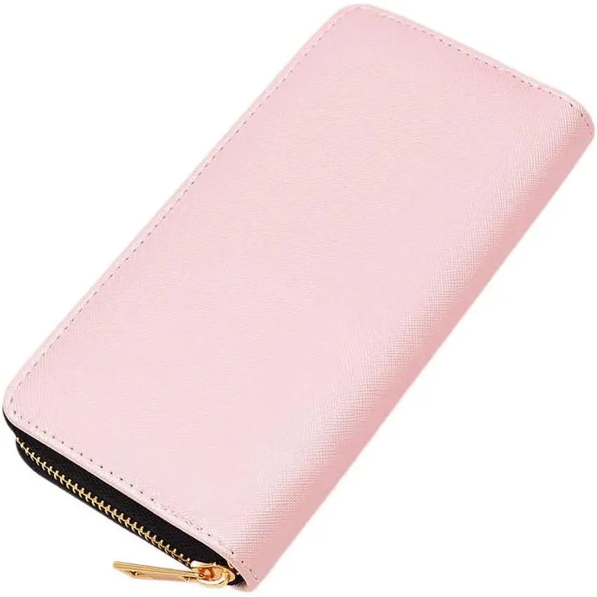 Premium Vegan Saffiano Leather Continental Zip Around Wallet