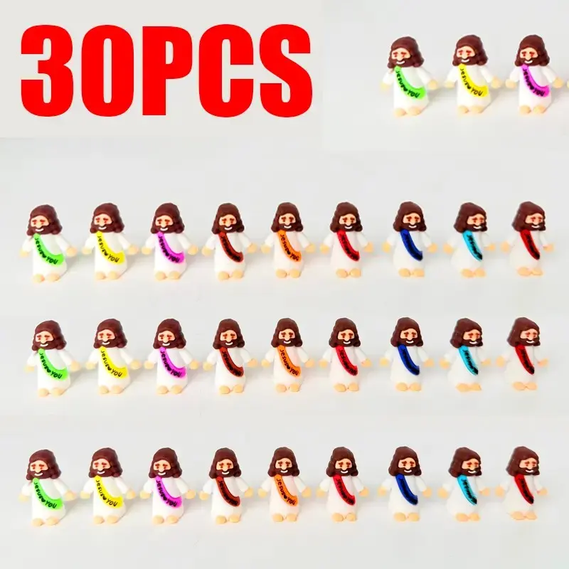 30 Mini Jesus Figurines, Multi-Color Tiny Jesus Statues, Hide-And-Seek Toys, Easter Egg Fillers, Religious Gifts, Bulk Pack, Jesus Ornaments, Religious Home Decor, Religious Decorations