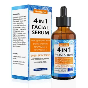 4-in-1 Facial Serum, Hyaluronic Acid, Niacinamide, Vitamin C and E for Even Skin Tone, 30ml