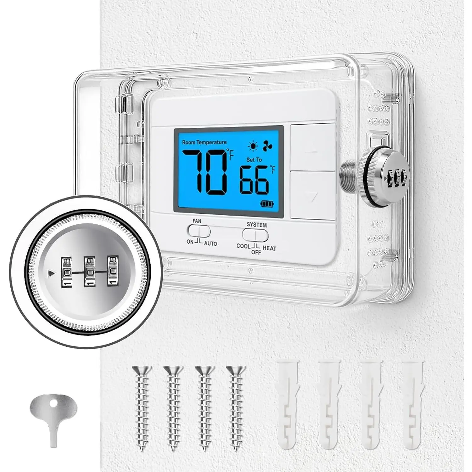 Thermostat Lock Box with Combination Lock Universal Keyless Large Space Thermostat Cover Fits 7.1" × 4.5" or Smaller Thermostats & Sprinkler Controllers Sprinkler Controller Guard