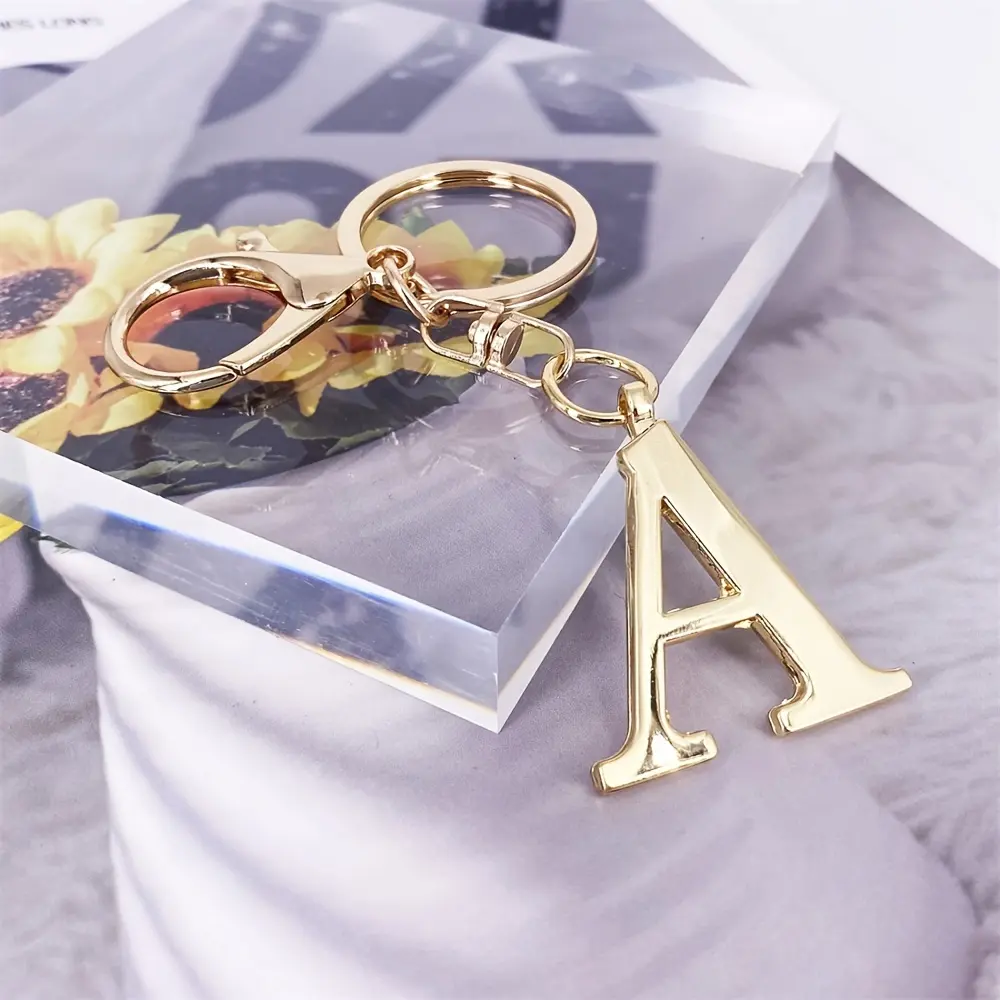 Women's Stainless Steel A-D-J Initial Name Charm Keychain - Car Key Accessory, Bag Charm, Couple Gift for Daily Use, Keychain For Car Keys, Name Charm Keychains