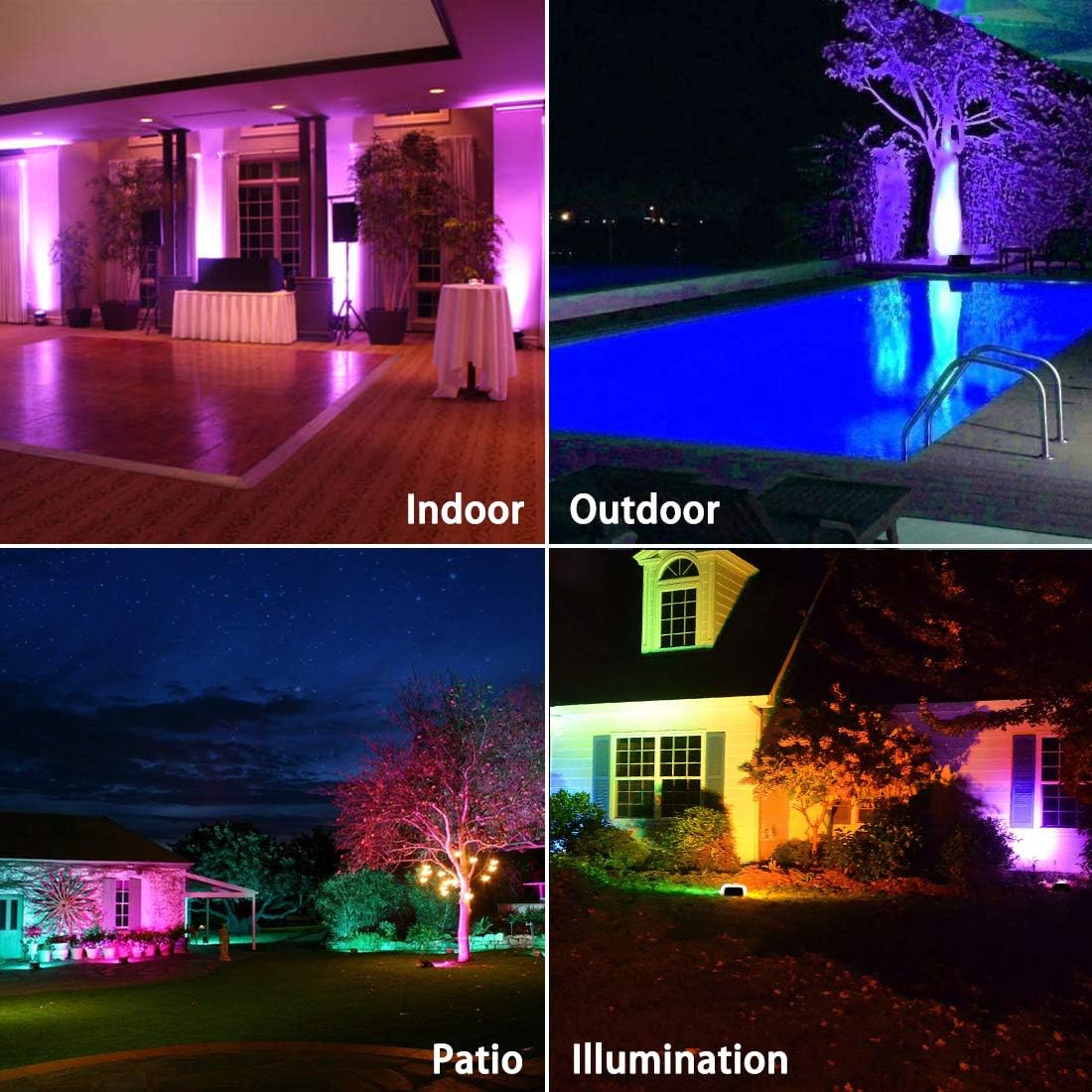 Led Flood Light Outdoor, 50W RGB Color Changing Landscape Lighting with Remote, Timing - 12 Colors - 4 Modes, IP66 ,  3-Plug, (Pack of 2)