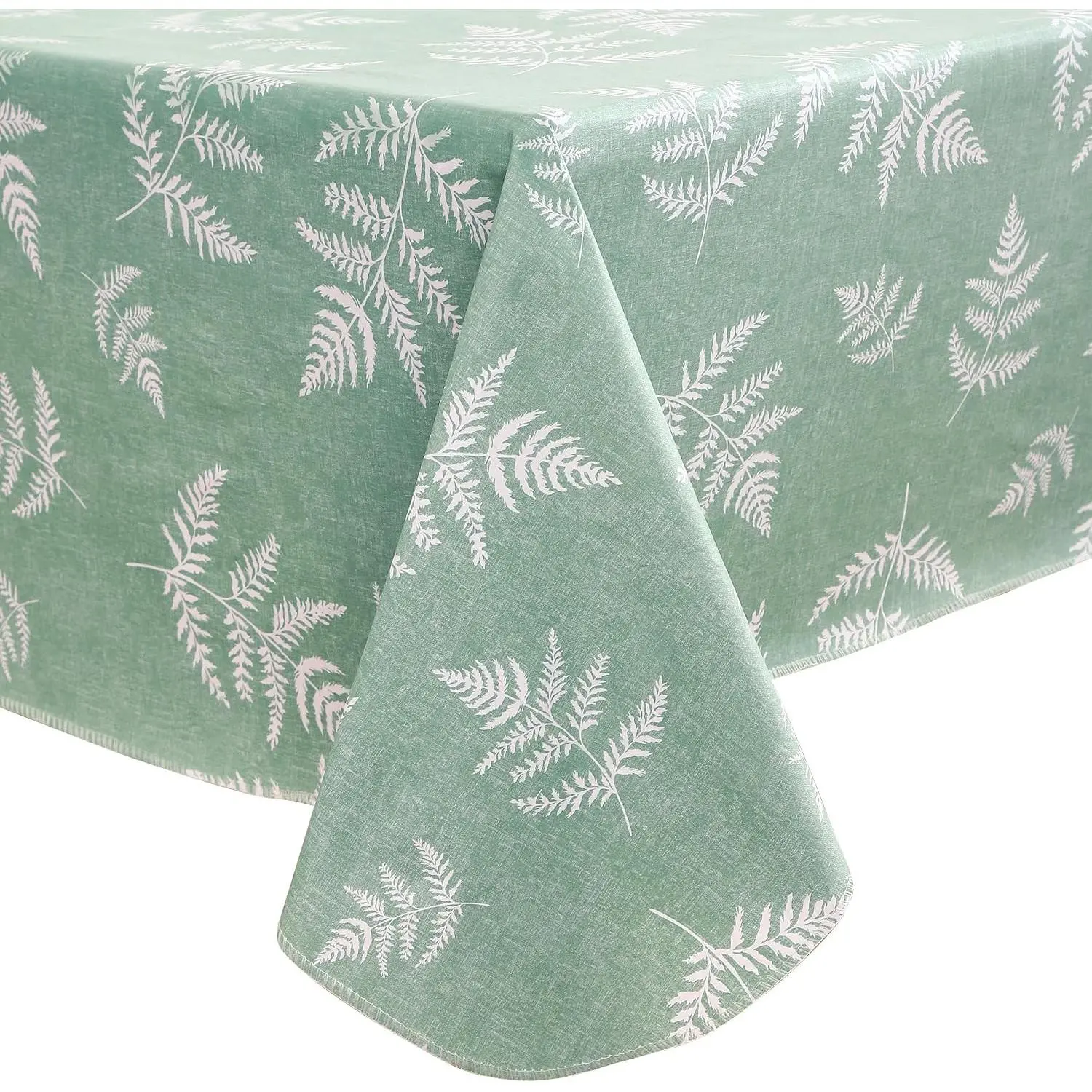 Heavy Duty Vinyl Tablecloth with Flannel Backing Waterproof Oil-Proof Plastic Table Cloth Stain-Resistant Wipeable Rectangle or Square Table Cover for Indoor and Outdoor (Mint Leaf, 60X84 Inch)
