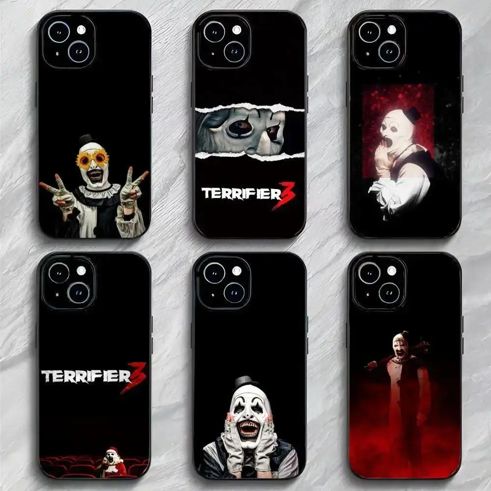 Movie Clown Horror T-Terrifier Phone Case for iPhone 17,16,15,14,13,12,11,Pro,Max,Plus Phone Cover Shockproof Soft tpu black Silicone Back Cover