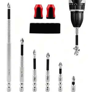 Drill Bit Set, 6 count K5  Resistant Non Slip Bit with Stand and Magnetizers, Upgrade  Set, 25 50 65 70 90 150 mm
