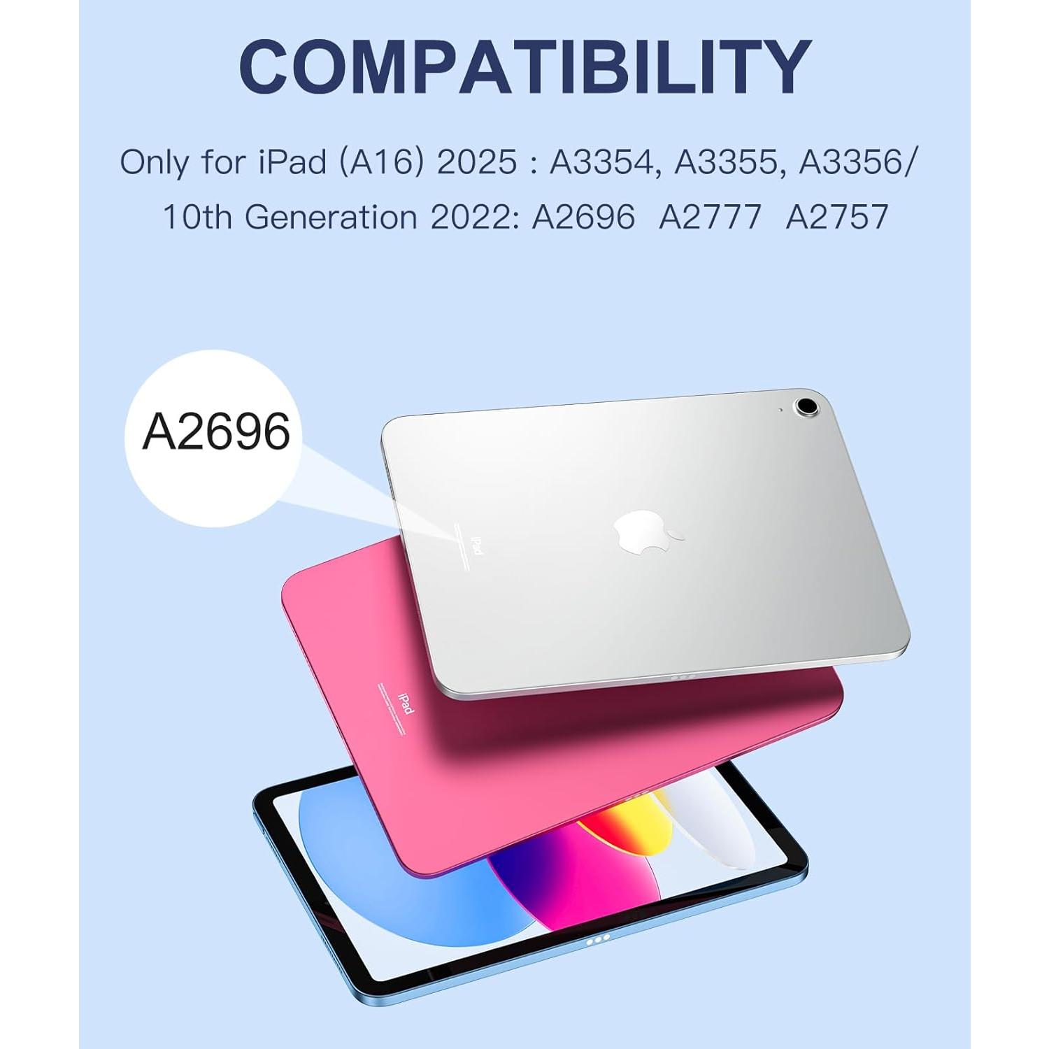 Compatible for iPad 11th 10th Generation Case with Keyboard, Folio Cover with Pencil Holder, Multi-Touch Trackpad, 7 Color Backlit, Detachable Keyboard for iPad (A16) 11th/10th Gen (Navy Blue)