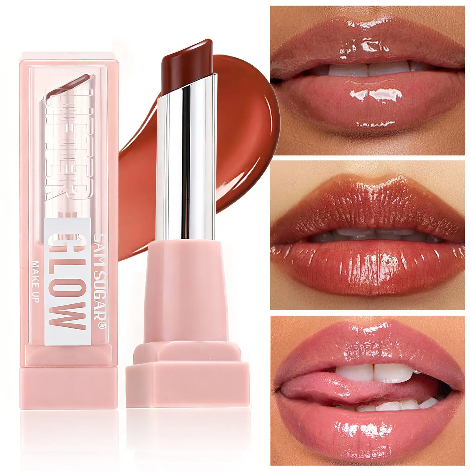 Sam Sugar Angled Shimmer Lipstick, Moisturizing Long-Lasting Formula, Color-Boosting Finish, Perfect for Daily Use, Enhances Natural Lips