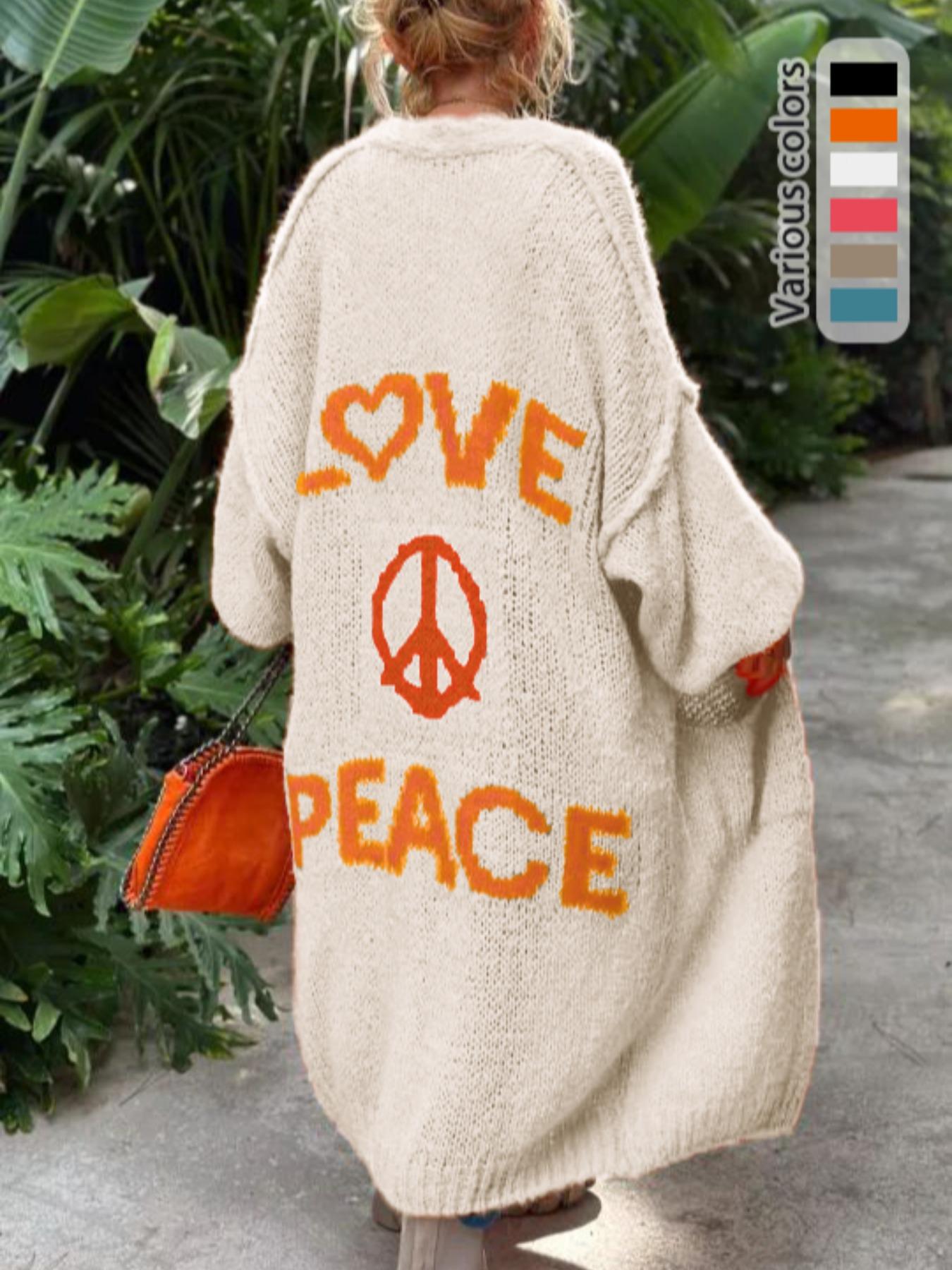 Women's Letter Print Drop Shoulder Long Sleeve Cardigan, Casual Open Front Longline Cardigan for Spring & Fall, Summer Outfits 2024, Fashion Cozy Clothing