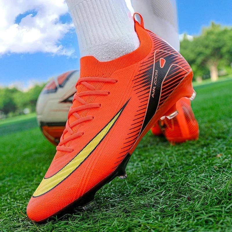 New Men Football Boots Cleats Shoes Soccer Long Spikes Training Ultralight Outdoor Drop Soccer Shoes FG Non-Slip