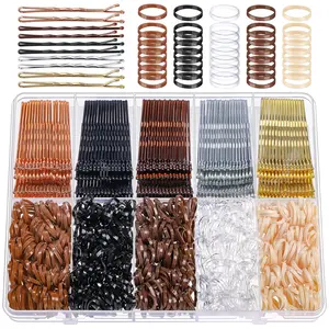 750PCS Bobby Pins for Women, 250PCS 2Inch Hair Pins for Brown Hair, Black, Blonde Hair, 500PCS Elastic Hair Ties Neutral Colors, Christmas Stuffers Xmas Gift Hair Accessories for Women, Girls