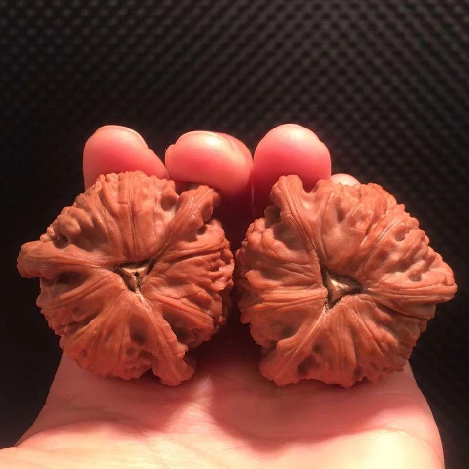 Peach Core Three-Sided Walnut No Splicing Lion Running Three-Path Stem Irregular Shape Toad Head Kirin Pattern Decor Ornaments