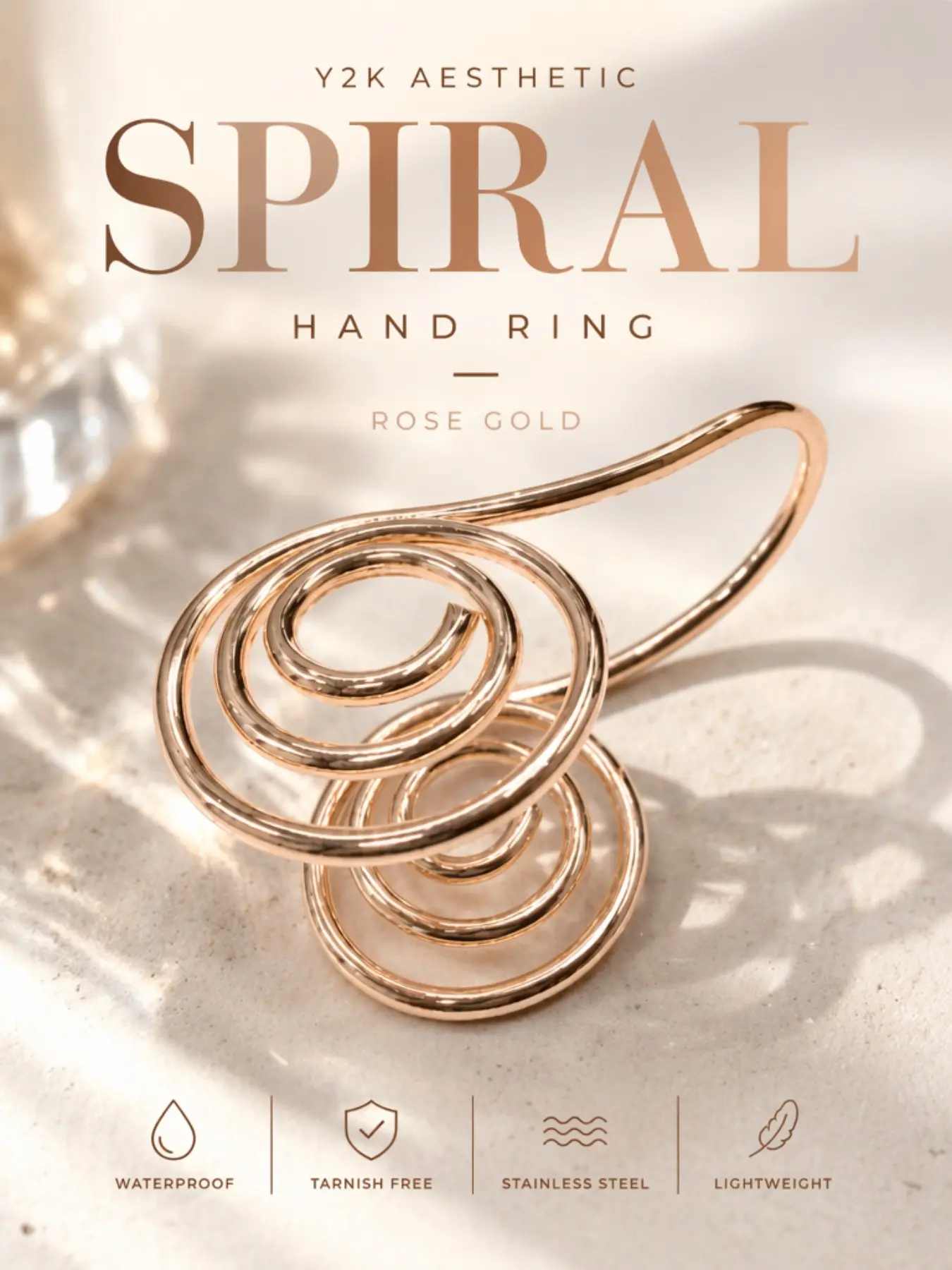 Copper Spiral Palm Ring, Adjustable Open Hand Massage Band, Meditation Healing Jewelry, Anxiety Relief, Bohemian Spiritual Gift