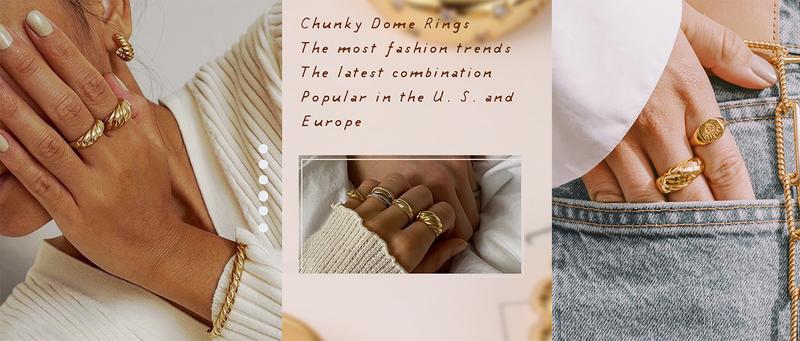 Florideco Stackable Gold Rings for Women 14K Gold Plated Minimalist Non Tarnish Cubic Zirconia Thumb Ring Set Dainty Gold Knuckle Ring Trendy Statement Stacking Rings Set Size 5-10