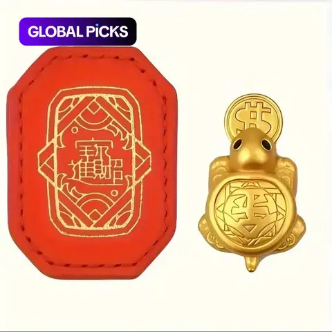 Handmade Golden Sea Turtle Feng Shui Amulet, Traditional Chinese Copper Alloy Wealth Charm, Home Decoration Figurine with Chinese Patterns & Delicate Carvings, Decoration Items, Gift for Women #GLOBAL PICKS