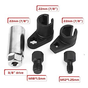 Automotive Oxygen Sensor Socket Removal Tool Wrench and Thread Chaser Set 5Pcs