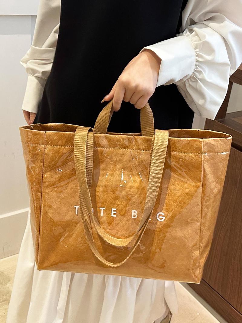 Women's Solid Color Tote Bag, Fashionable Large Capacity Shoulder Bag for Work & Daily Used, Casual Trendy Versatile High-quality Daily Commuting Bag