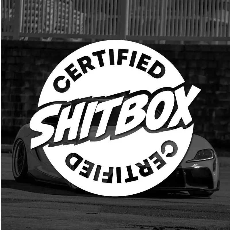 'shitbox Certified' Sticker, Durable Weather-Resistant Car Decal, Humorous Vehicle Accessories, Adds Personality to Your Car