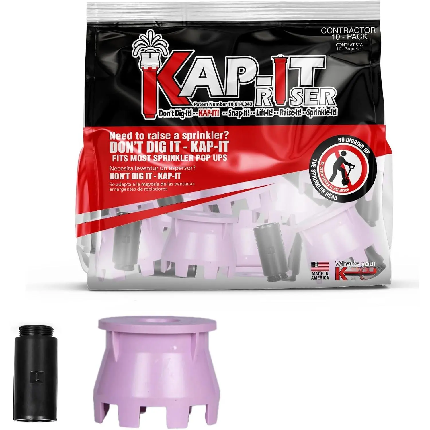 KAP-IT Outdoor Mess-Free Pop-Up Sprinkler Riser Extension, 1.5 in, 2-Pack, Raises Sprinkler Heads