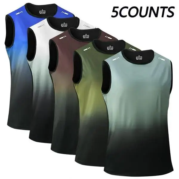 Men's 5-Pack Sleeveless Hooded Vest - Breathable Athletic Activewear Tops for Gym, Outdoor Sports, Gym Run Yoga