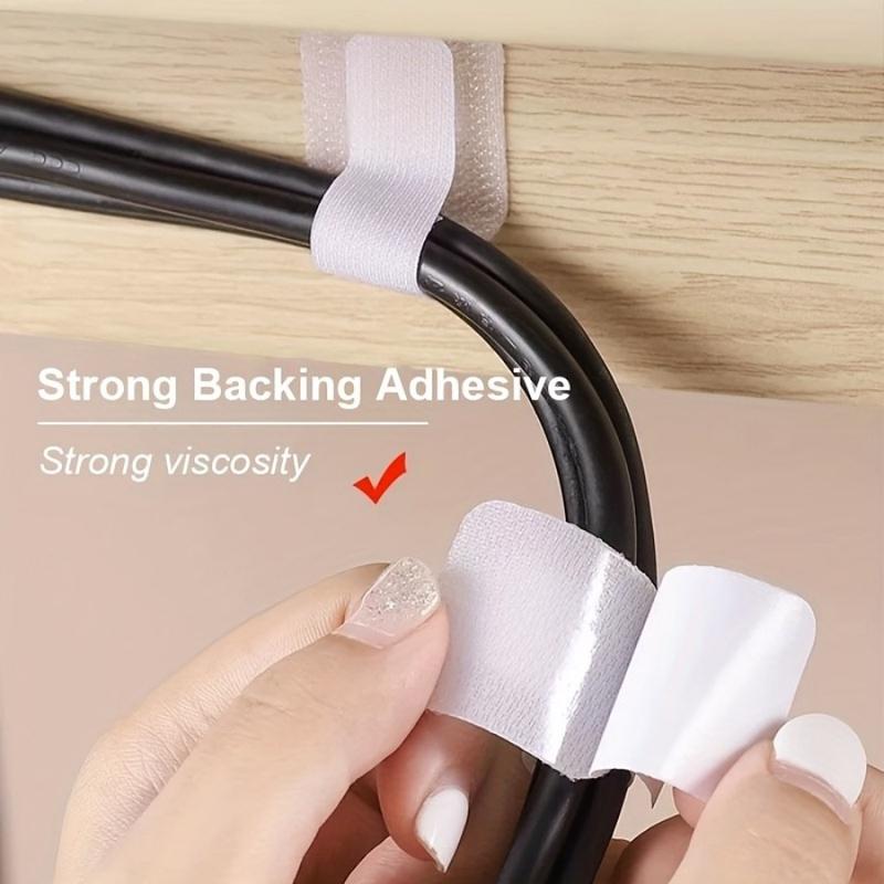 10/30 Piece Black/white Self-adhesive Nylon Zip Ties, Quick Bonding, Suitable for Desktop and Electrical Wiring, Reusable Zip Ties