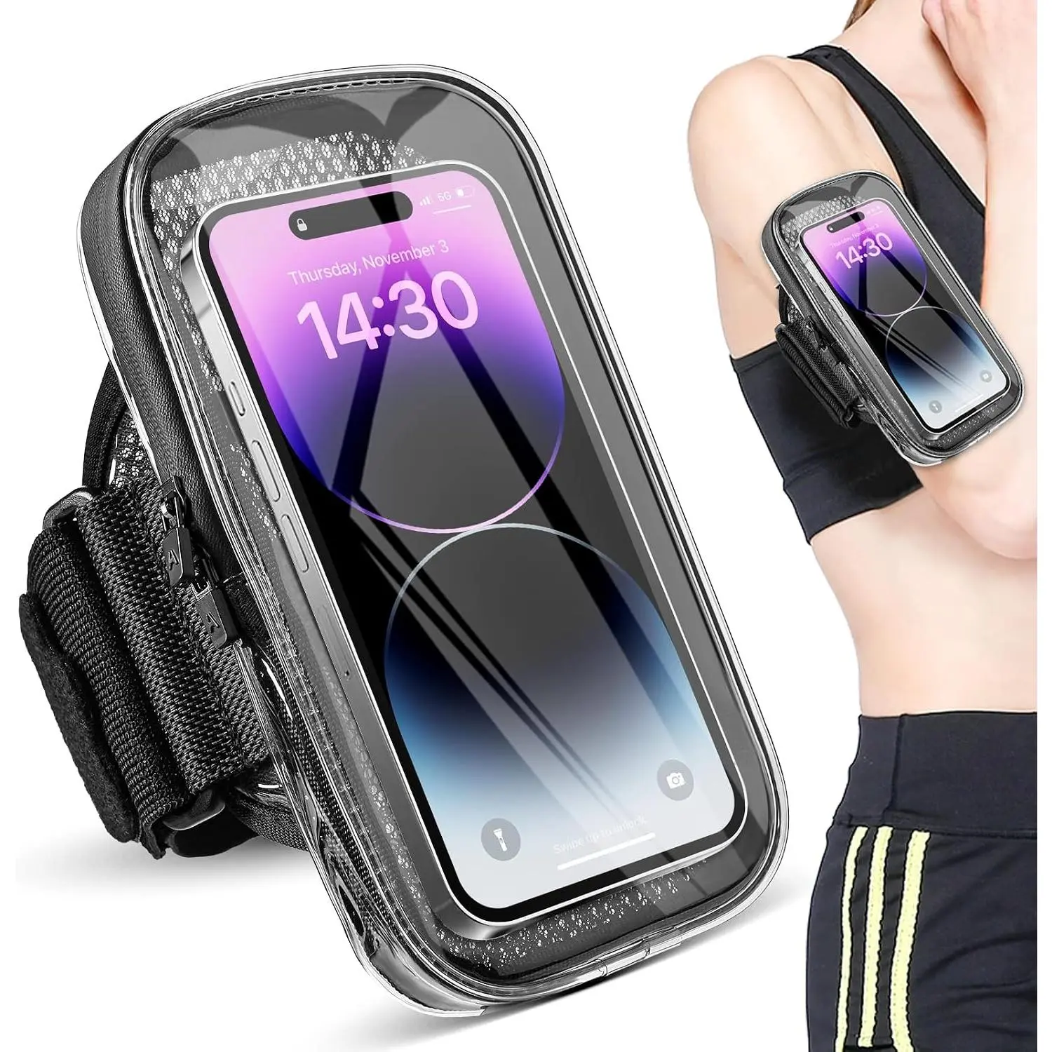 Phone Holder for Running, Armband for  16 15 14 13 Pro Max 12 11 Plus X  Android Up to 6.9'',  Arm Bands Bag with Key Card Pocket for Exercise Walking Workout Fitness