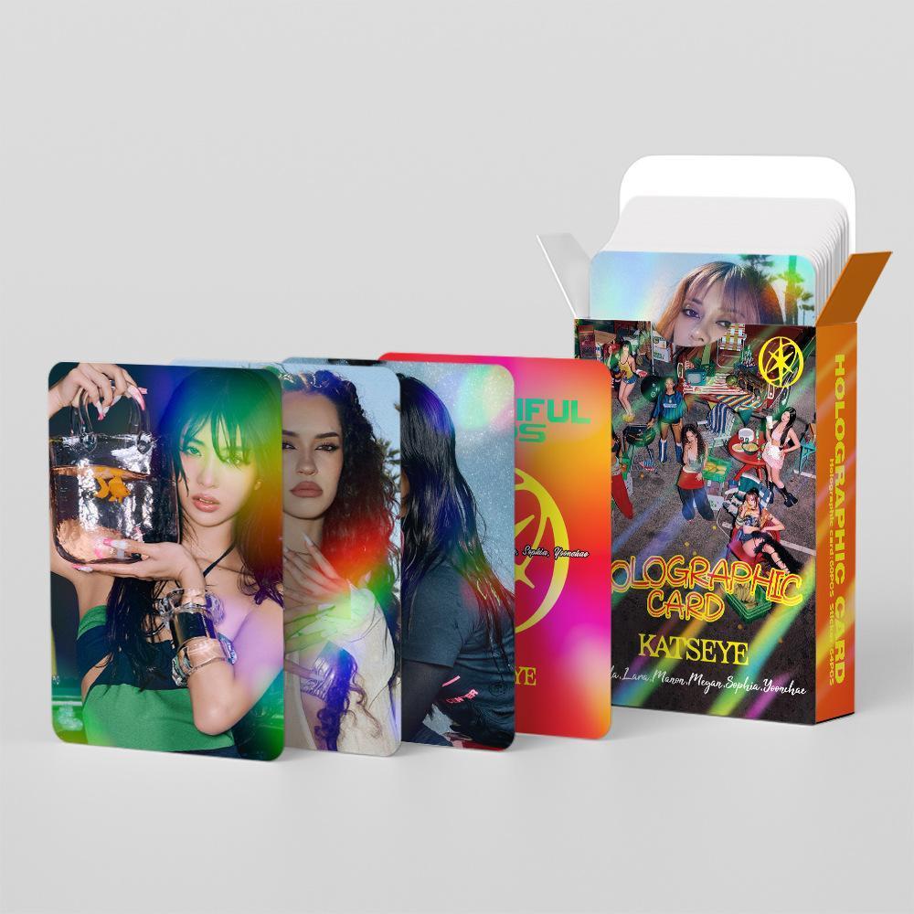 92Pcs/Set Kpop Idol KATSEYE New Album BEAUTIFULCHAOS Lomo Cards LARA DANIELA HD Printd Photocards Stickers MANON MEGAN Fans Gift